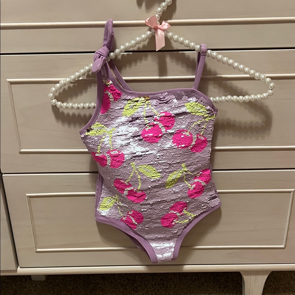 Cherry Print Kids Swim One Piece